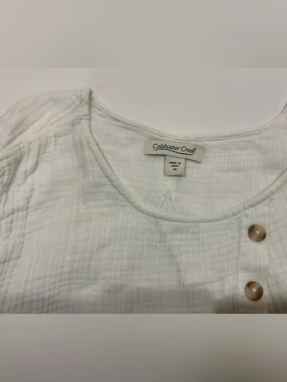 Coldwater Creek White Gauze Button-Front Top - Picture 3 of 8